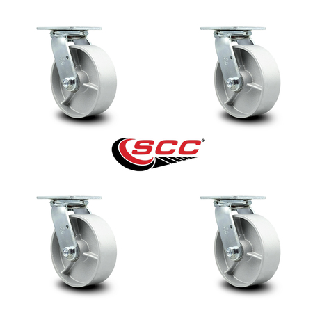 Service Caster 6 Inch Semi Steel Wheel Swivel Caster Set with Ball Bearings SCC-30CS620-SSB-4